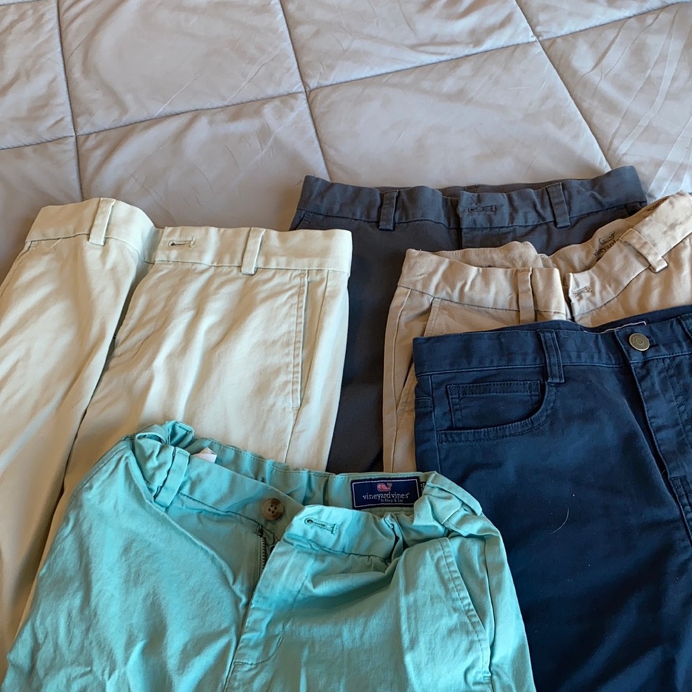 4 pair size 12 vineyard vines long pants, 1 shorts